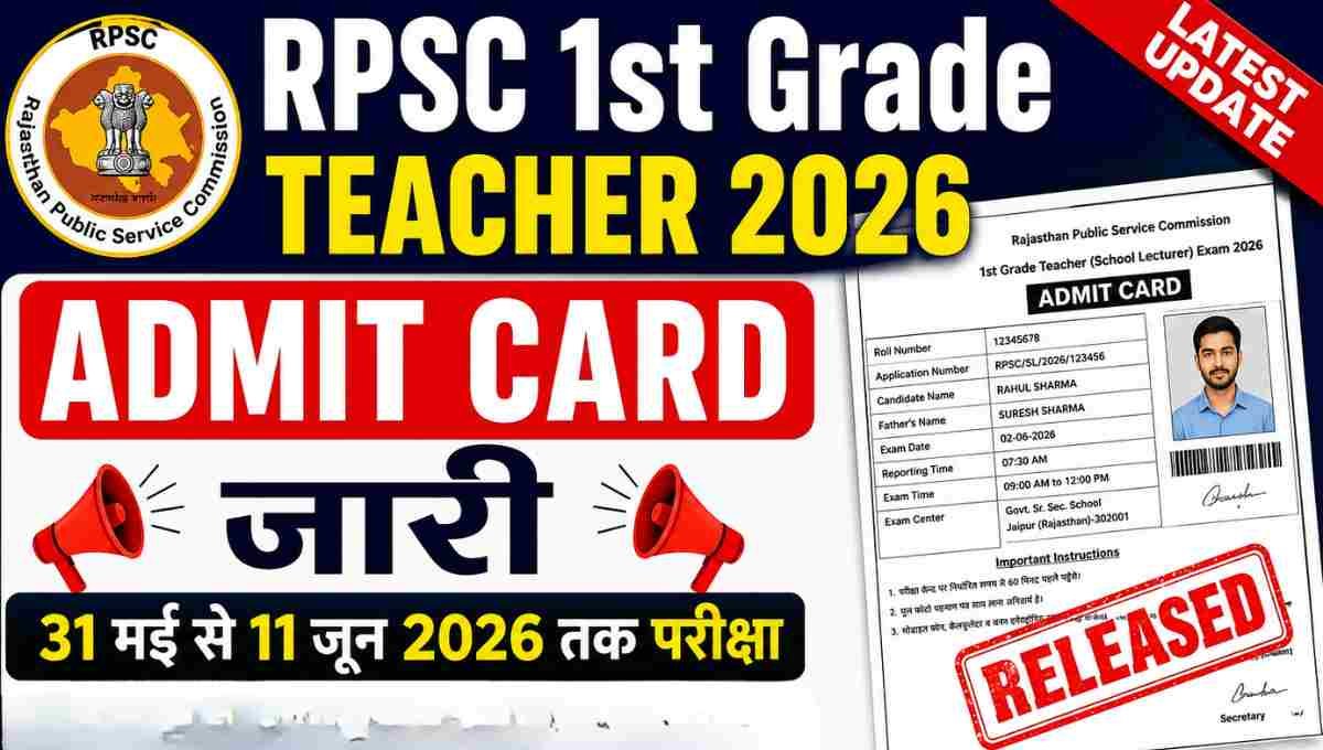 RPSC 1st Grade Teacher Admit Card 2026