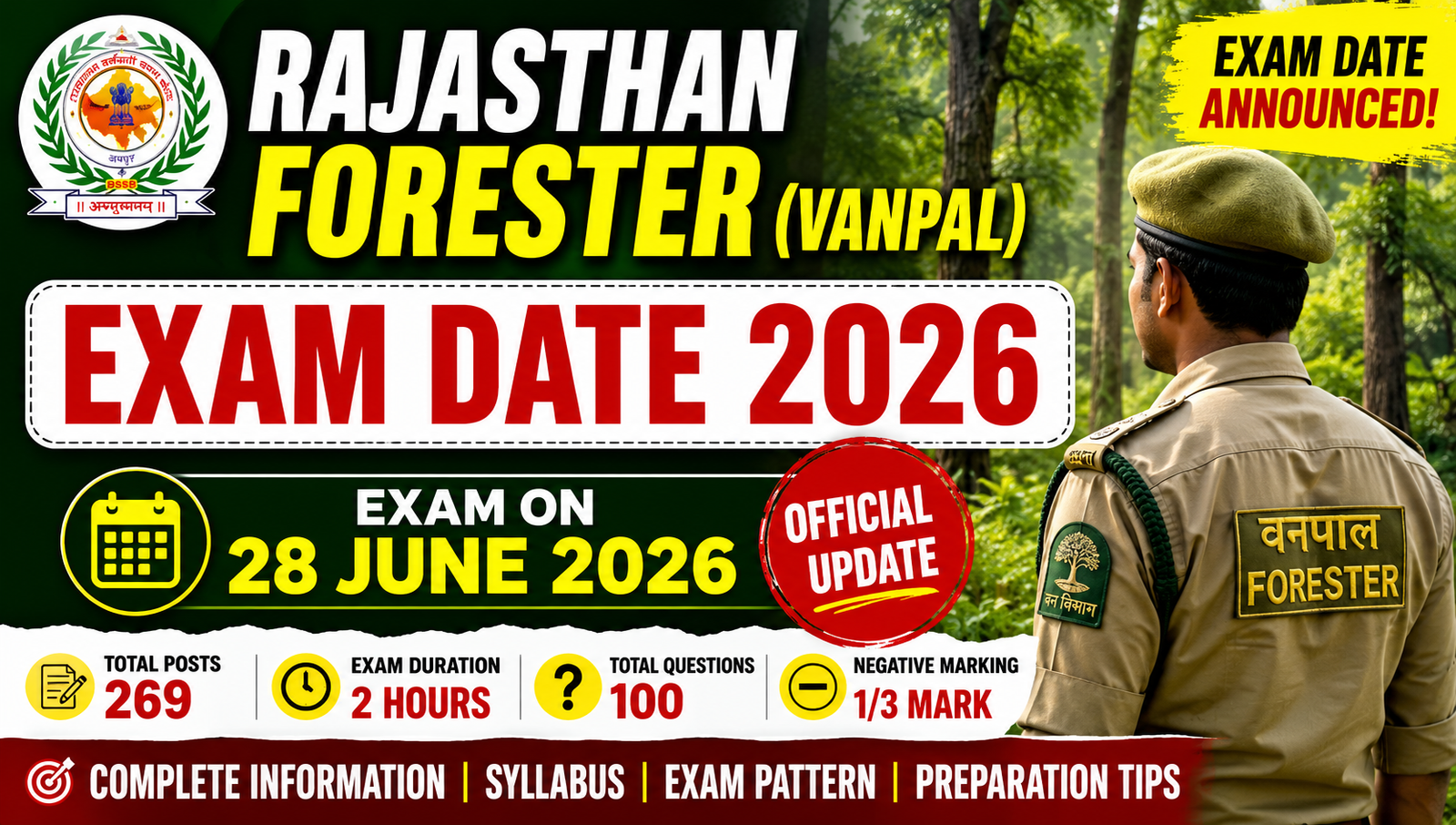 Rajasthan Forester Exam Date 2026